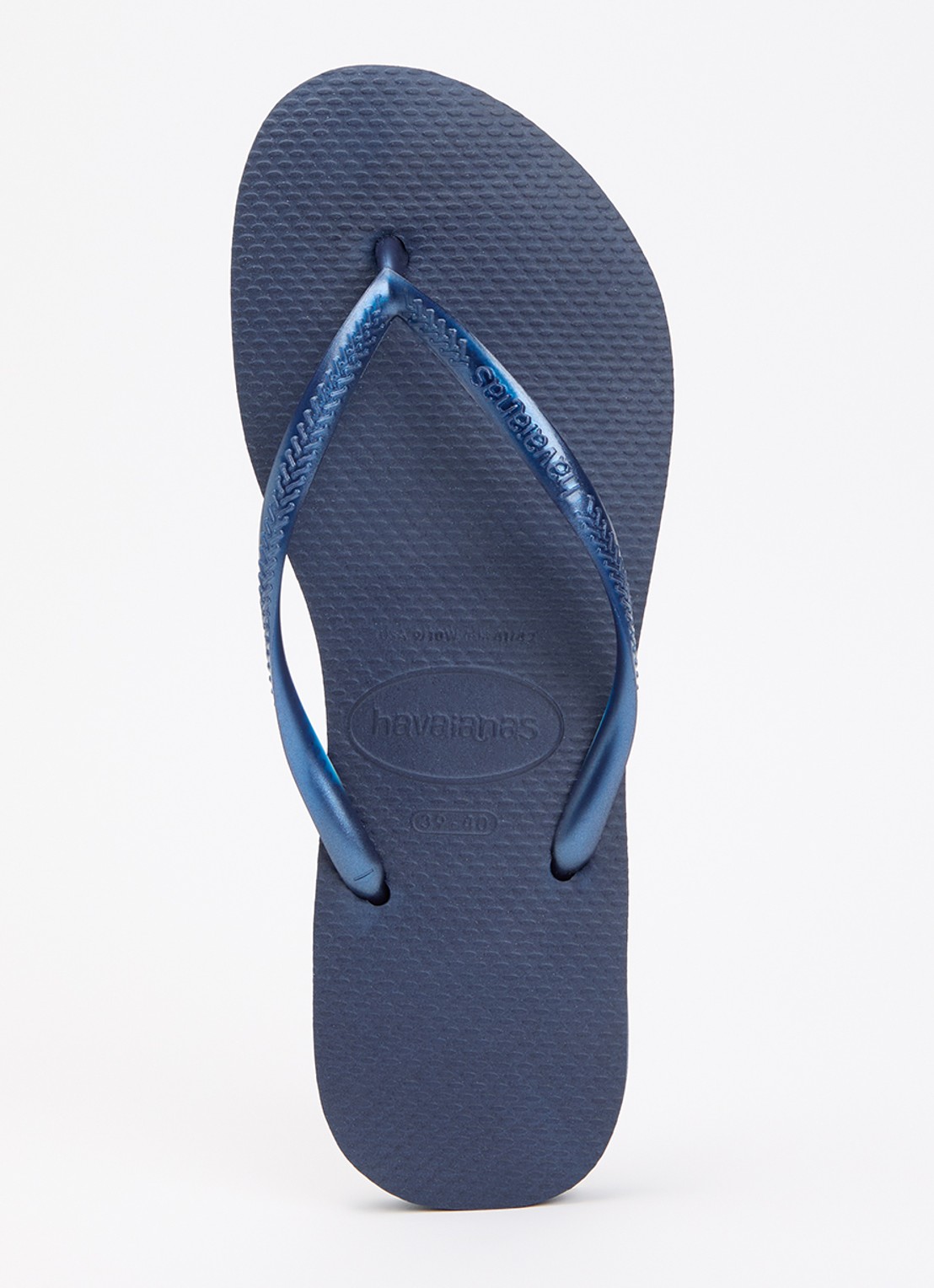 Havaianas Slim slipper met logo - voorkant donkerblauw