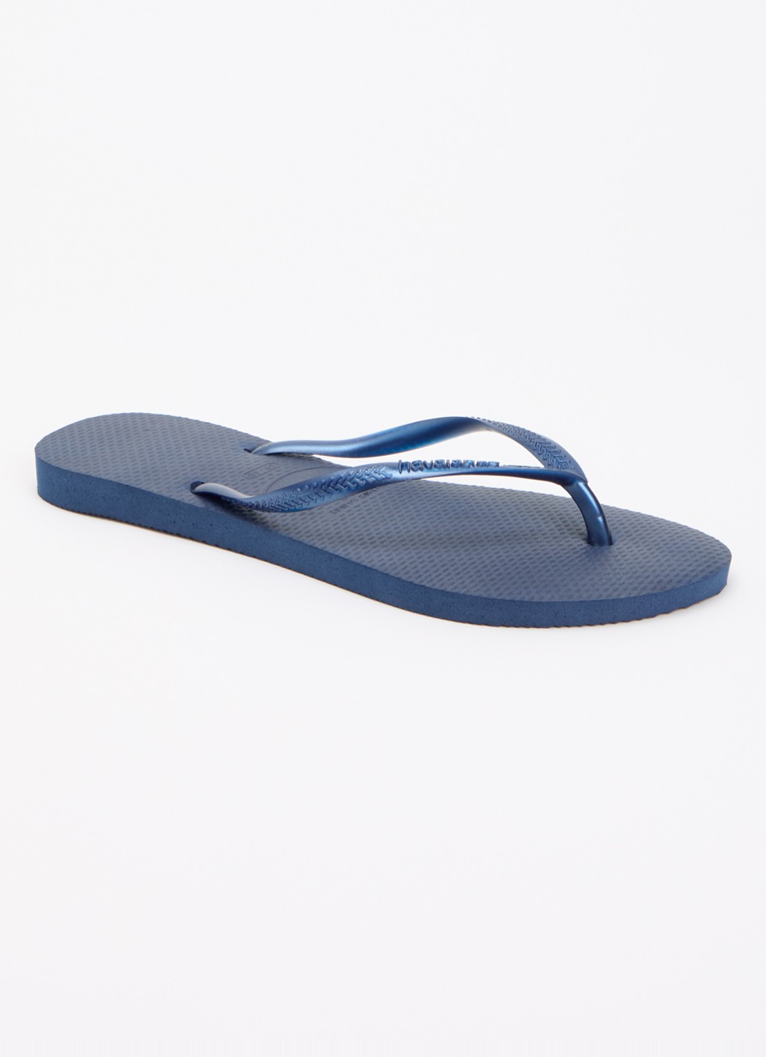 Havaianas Slim slipper met logo - voorkant 2 donkerblauw