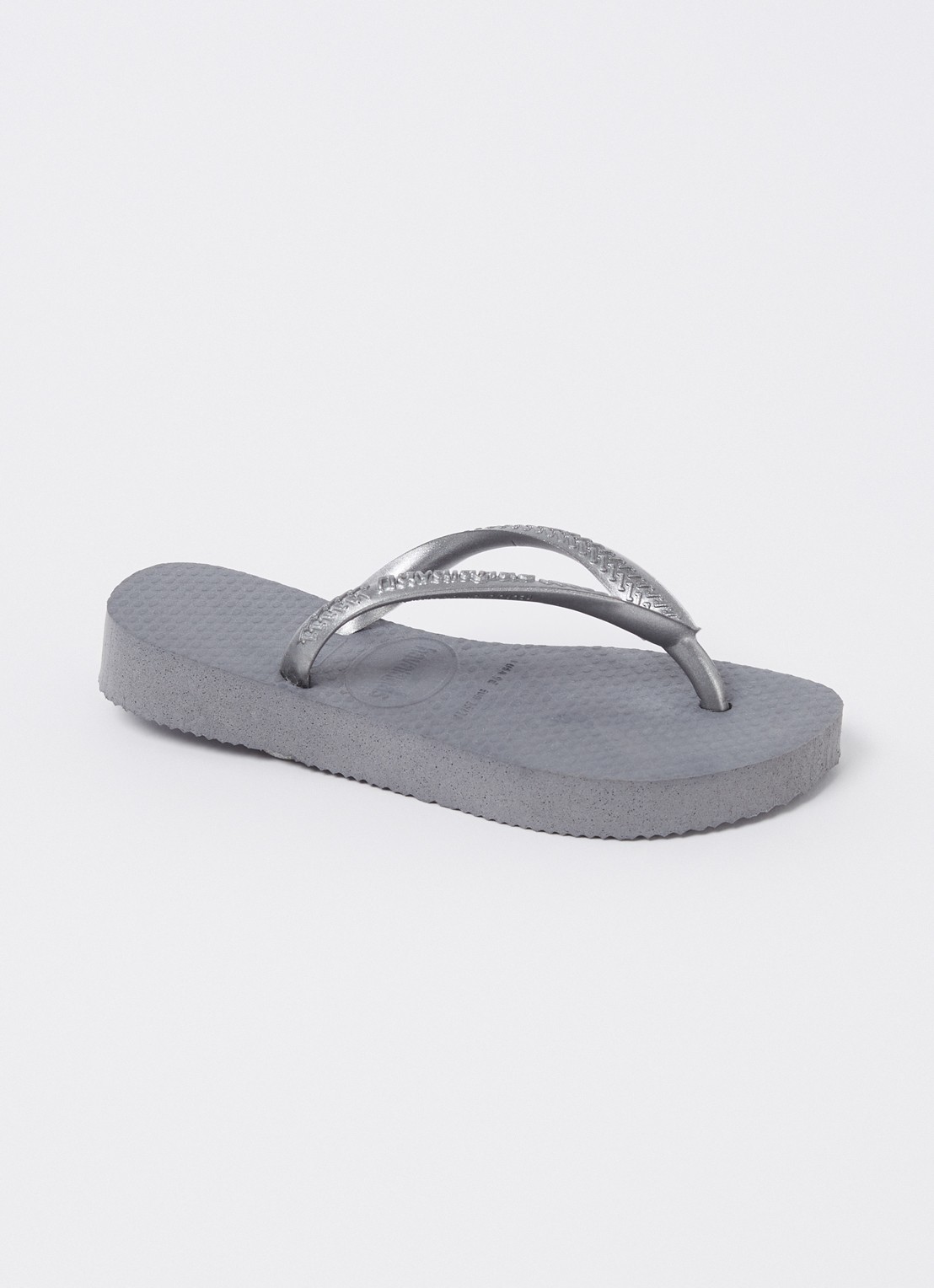 Havaianas Slim slipper met logo - voorkant 2 grijs