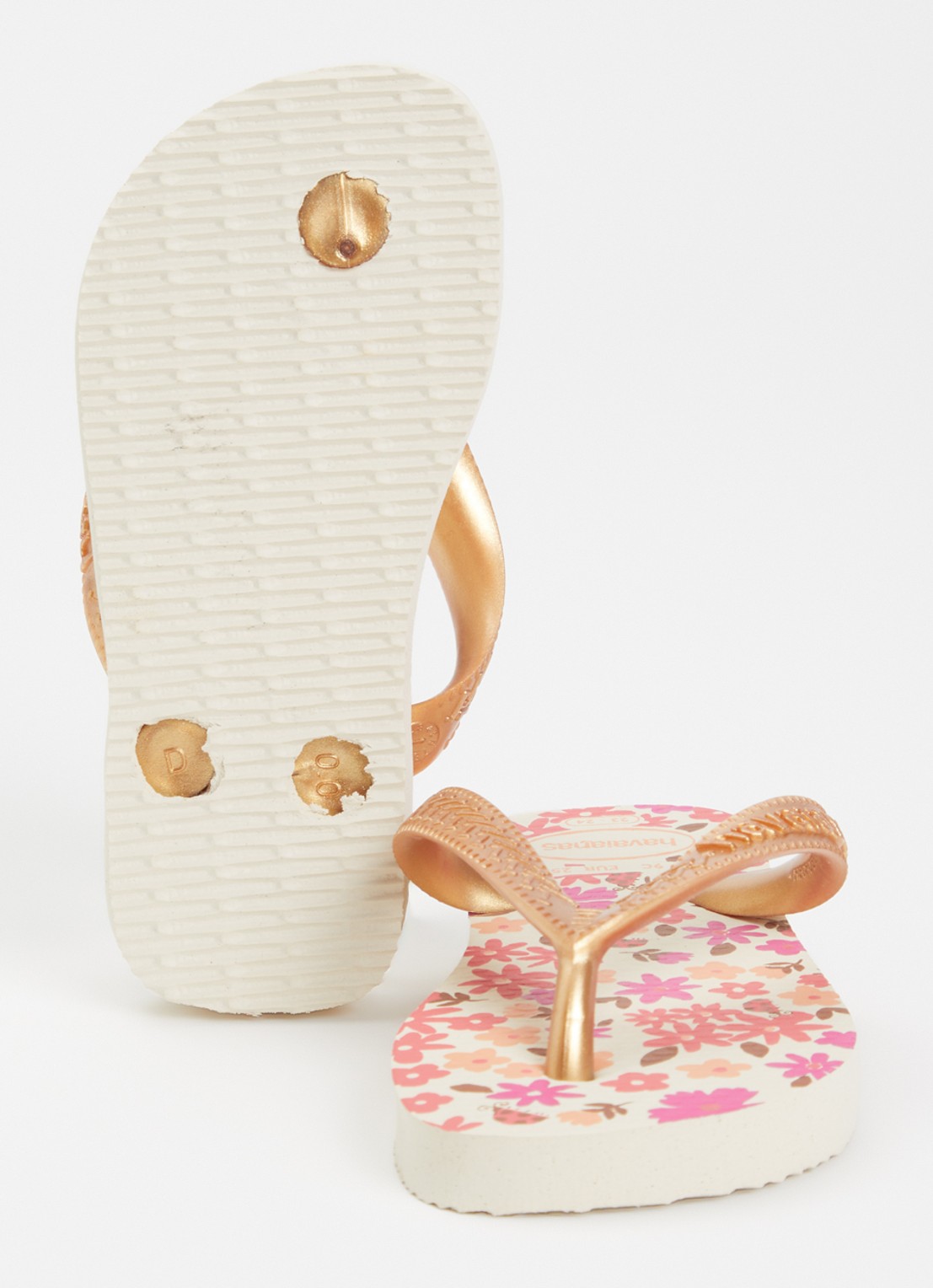 Havaianas Slipper met bloemenprint - detail 4 beige
