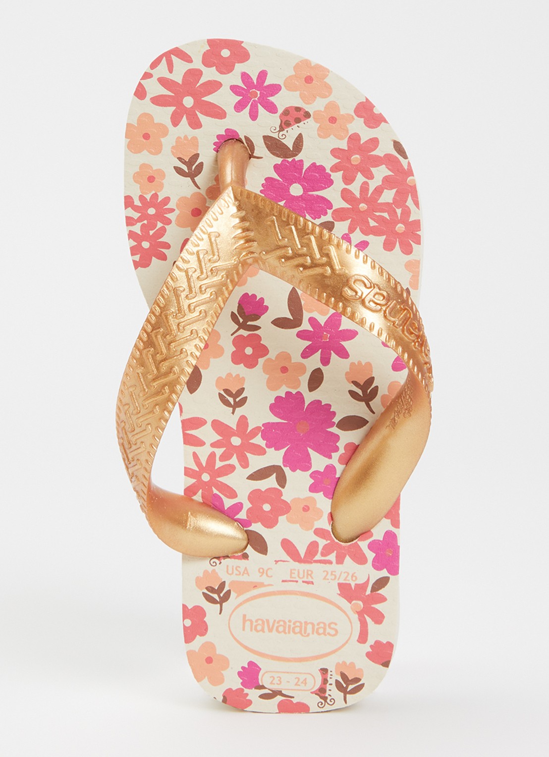 Havaianas Slipper met bloemenprint - voorkant 2 beige