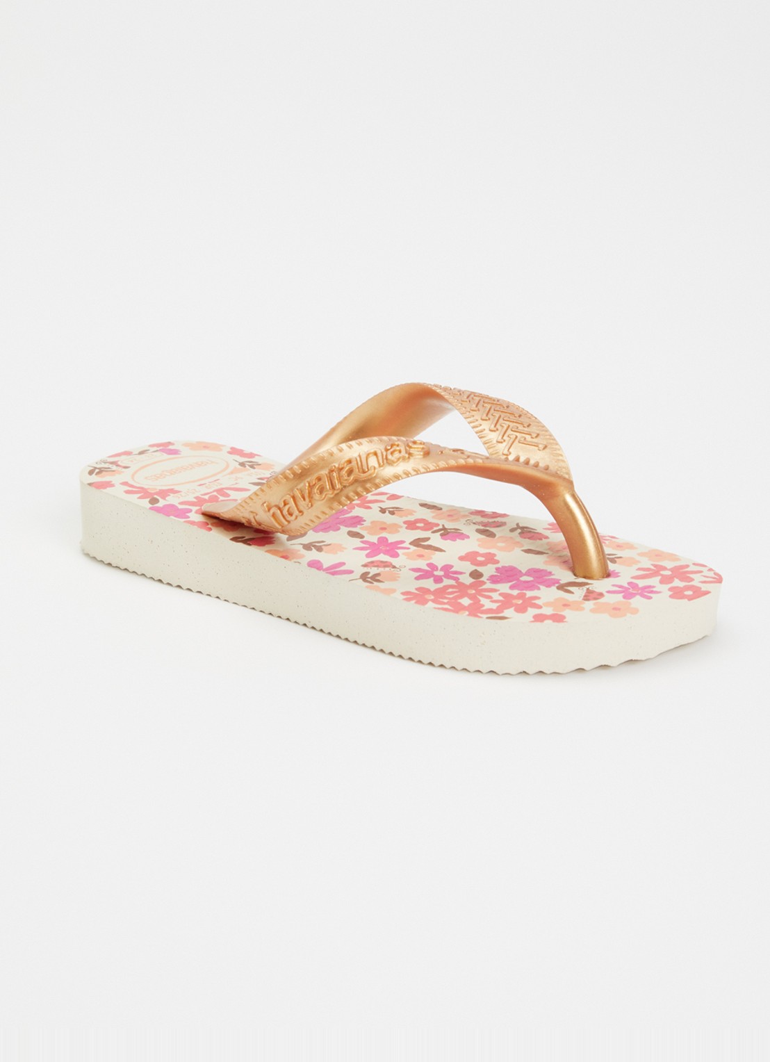 Havaianas Slipper met bloemenprint - voorkant 3 beige