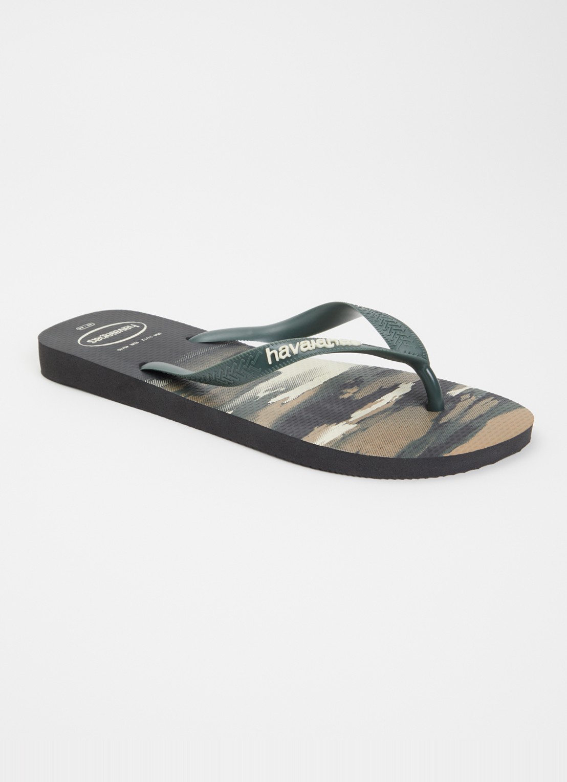 Havaianas Top Camu slipper met camouflageprint - voorkant 2 legergroen