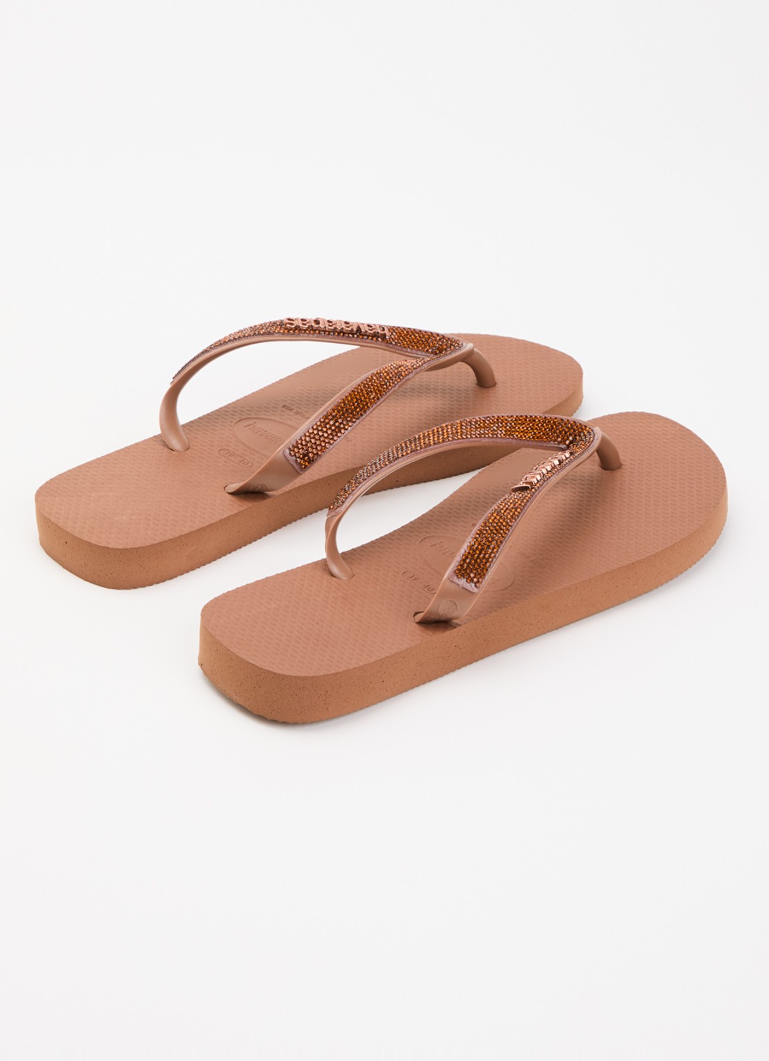 Havaianas Top Glow slipper met glitter en logo - achterkant 4 roestbruin