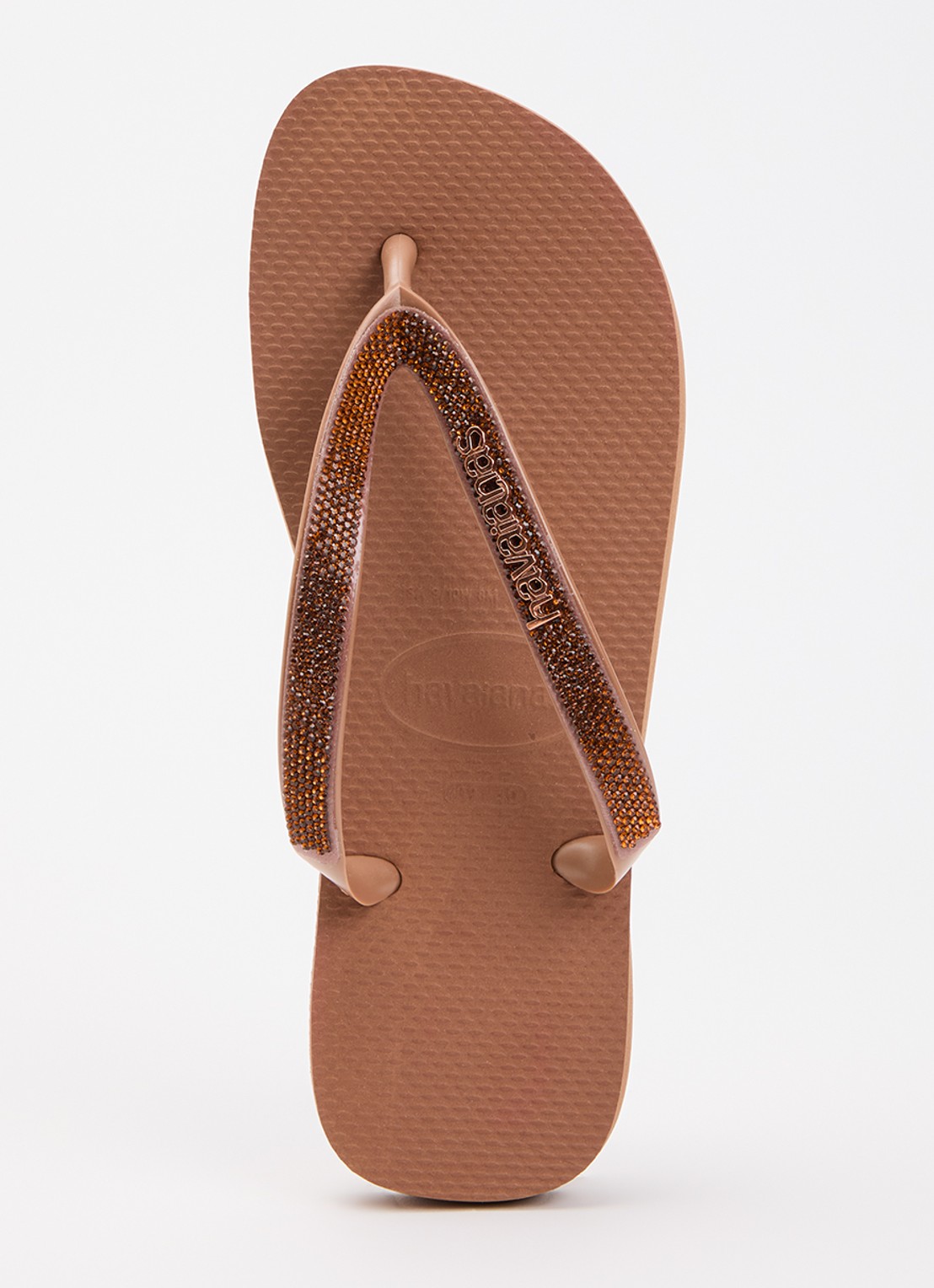 Havaianas Top Glow slipper met glitter en logo - voorkant 2 roestbruin