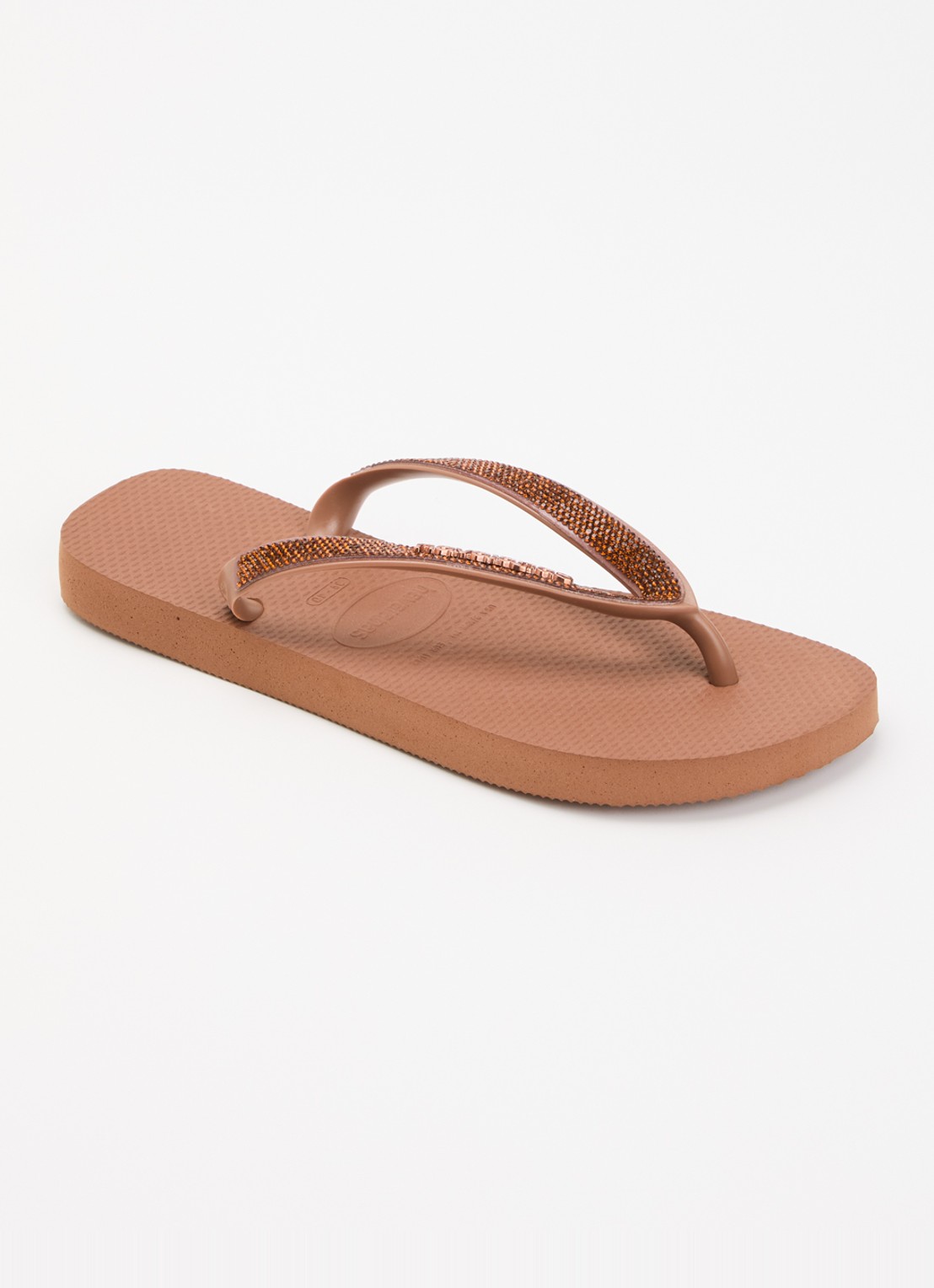 Havaianas Top Glow slipper met glitter en logo - voorkant 3 roestbruin