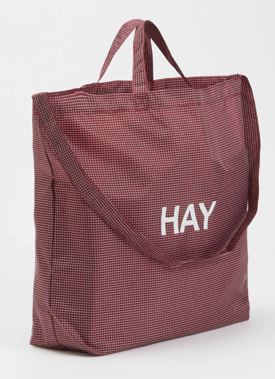 Hay Grid Crossover M crossbodytas met ruitdessin - achterkant 4 bordeauxrood