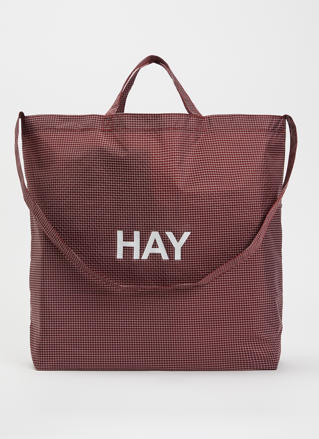 Hay Grid Crossover M crossbodytas met ruitdessin - voorkant 5 bordeauxrood