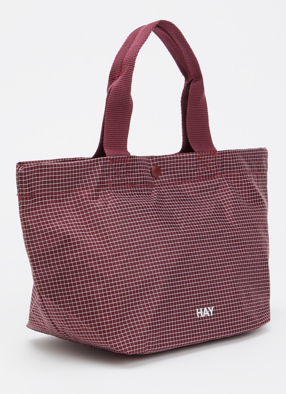 Hay Grid Everyday Mini shopper met ruitdessin - achterkant 4 donkerrood