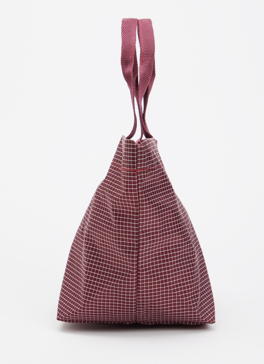 Hay Grid Everyday Mini shopper met ruitdessin - detail 2 donkerrood