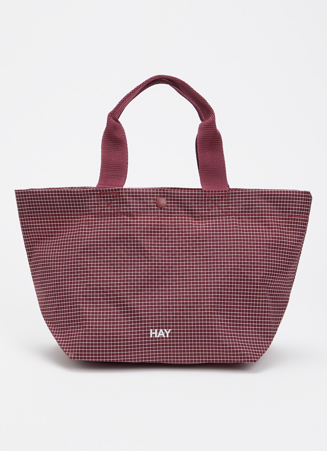 Hay Grid Everyday Mini shopper met ruitdessin - voorkant 5 donkerrood