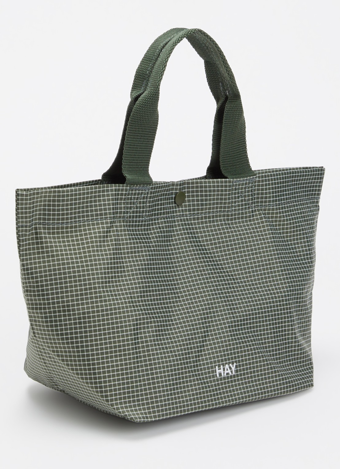 Hay Grid Everyday Mini shopper met ruitdessin - achterkant 4 donkergroen