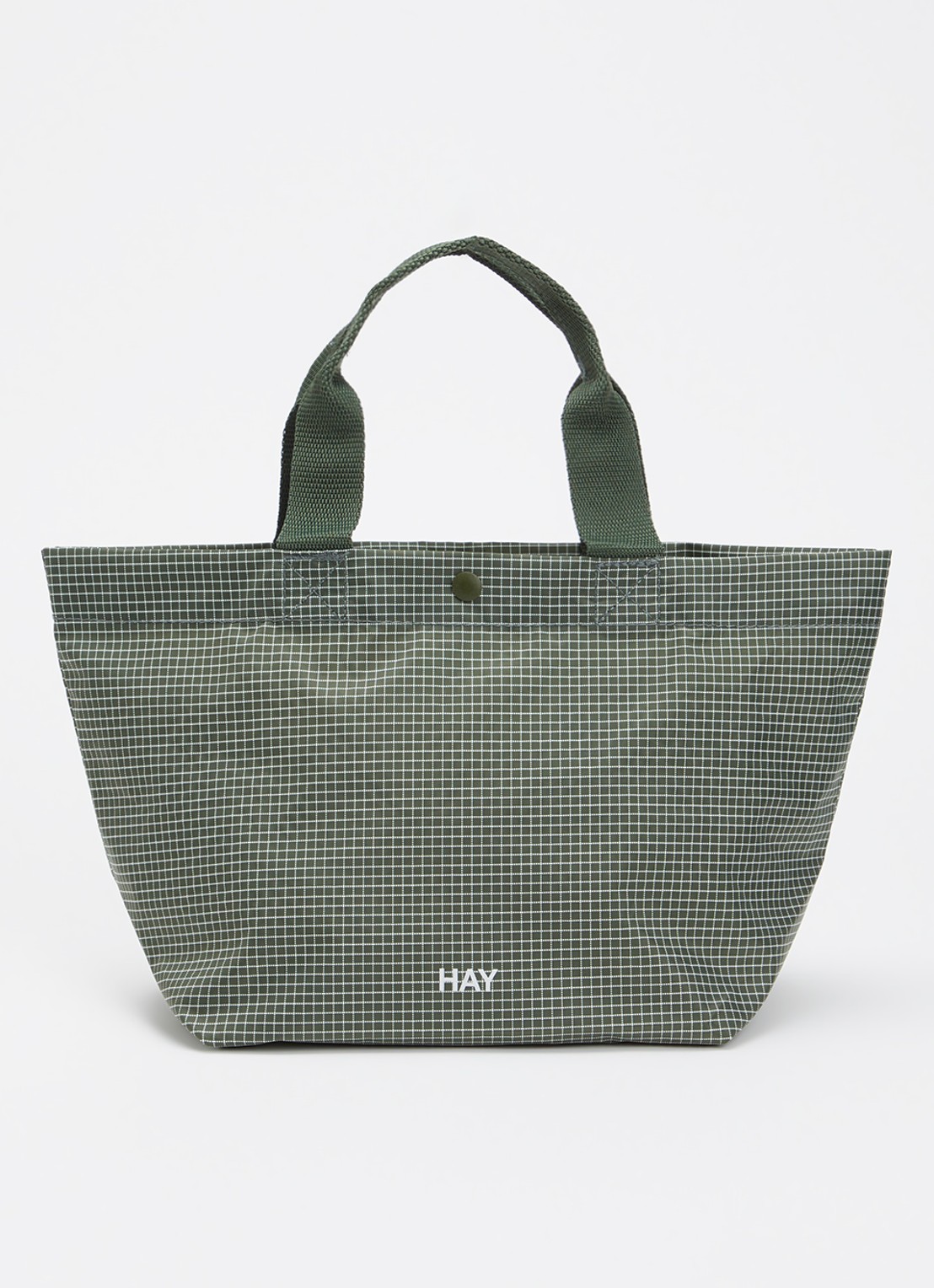 Hay Grid Everyday Mini shopper met ruitdessin - voorkant 5 donkergroen