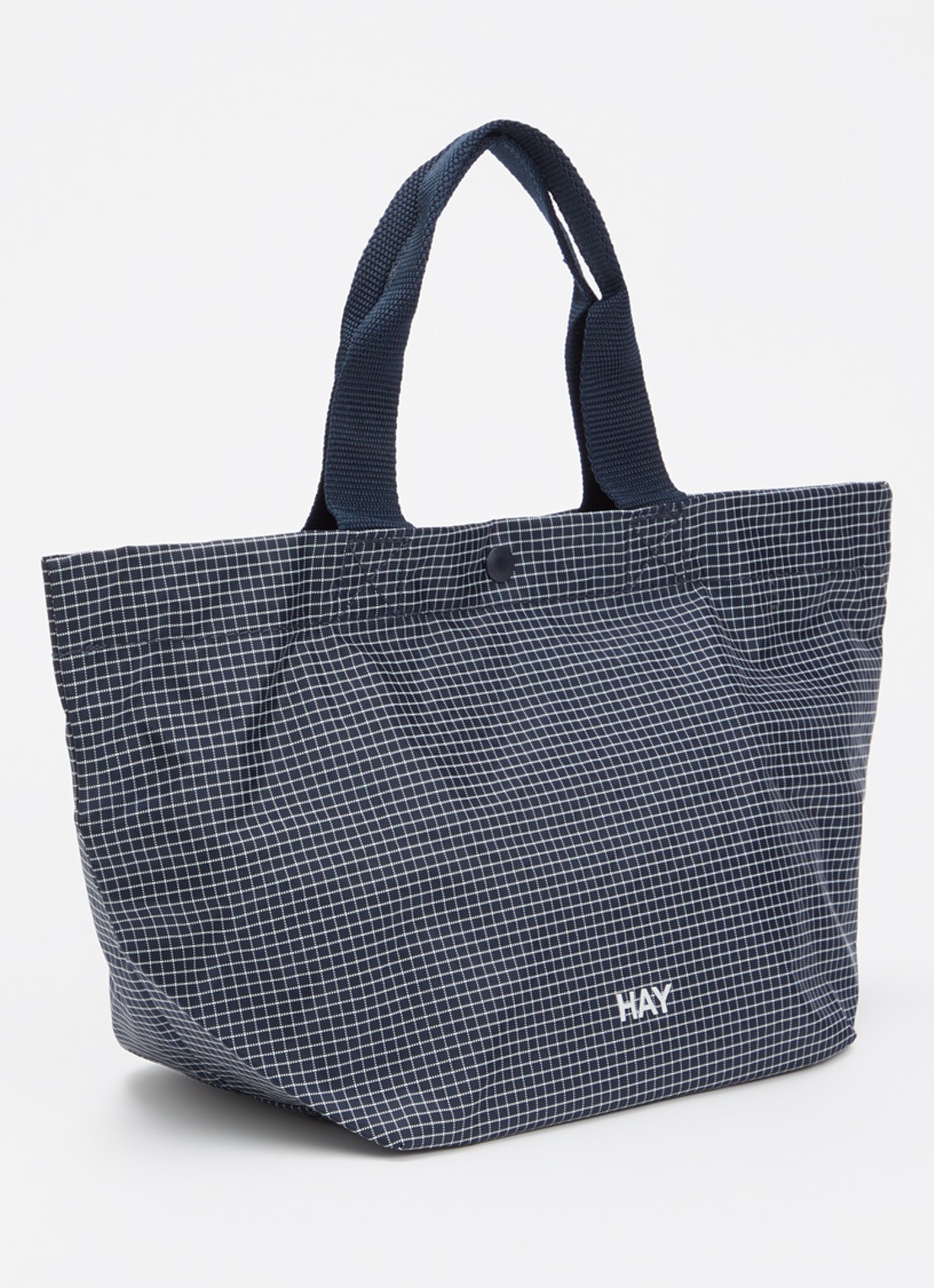 Hay Grid Everyday Mini shopper met ruitdessin - achterkant 5 donkerblauw