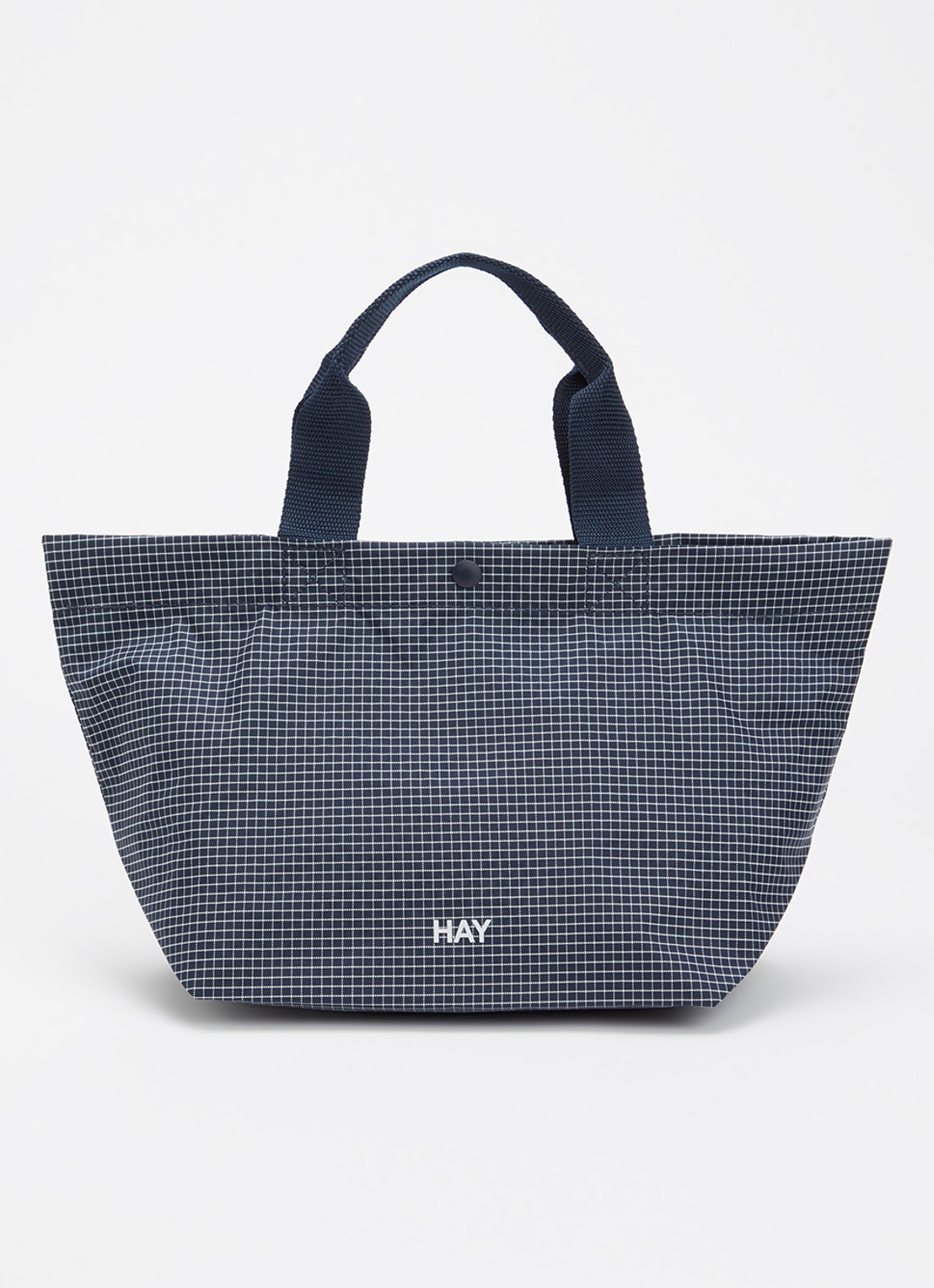 Hay Grid Everyday Mini shopper met ruitdessin - voorkant 4 donkerblauw