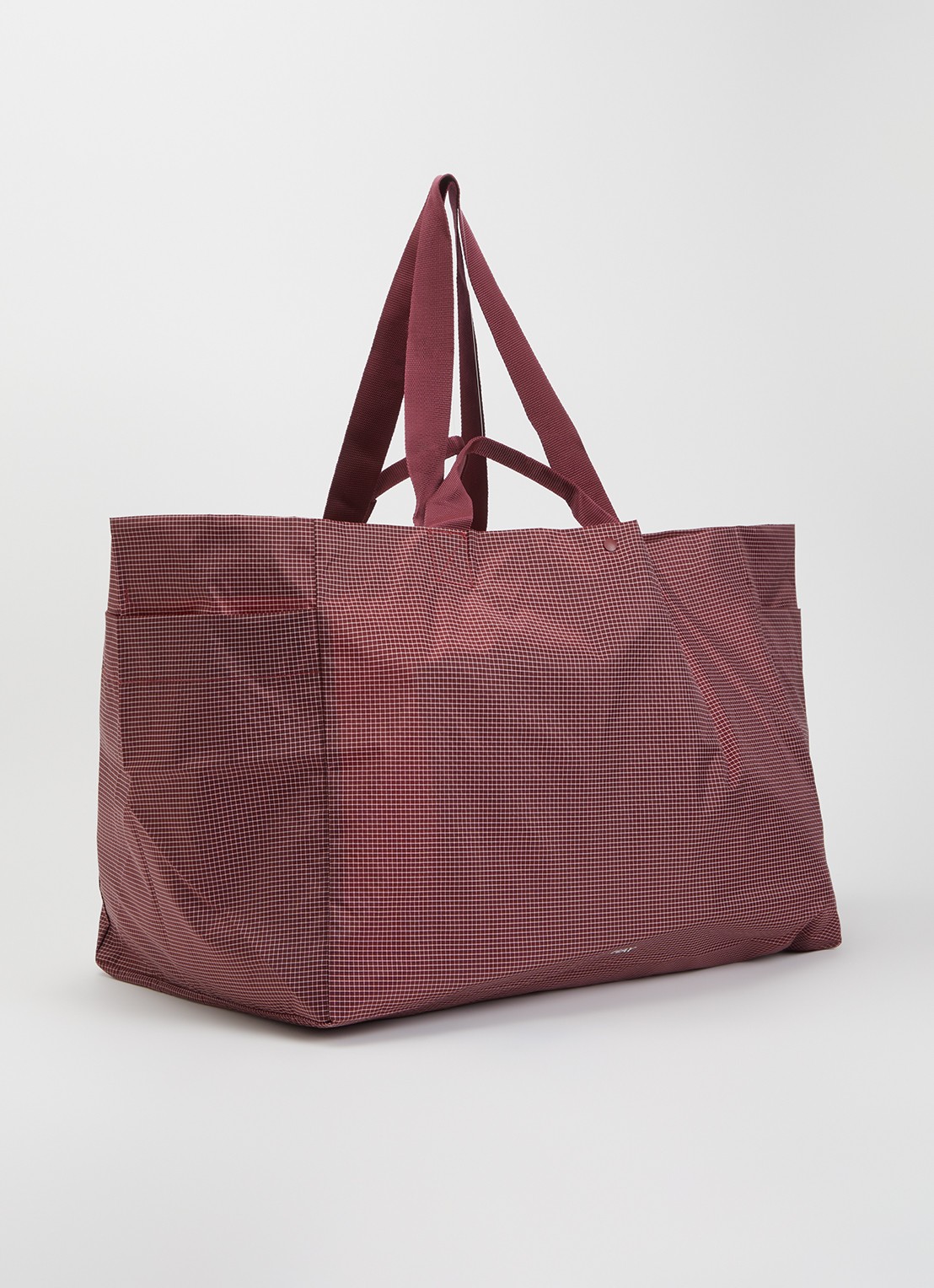 Hay Grid L shopper met ruitdessin en water afstotende coating - achterkant bruin
