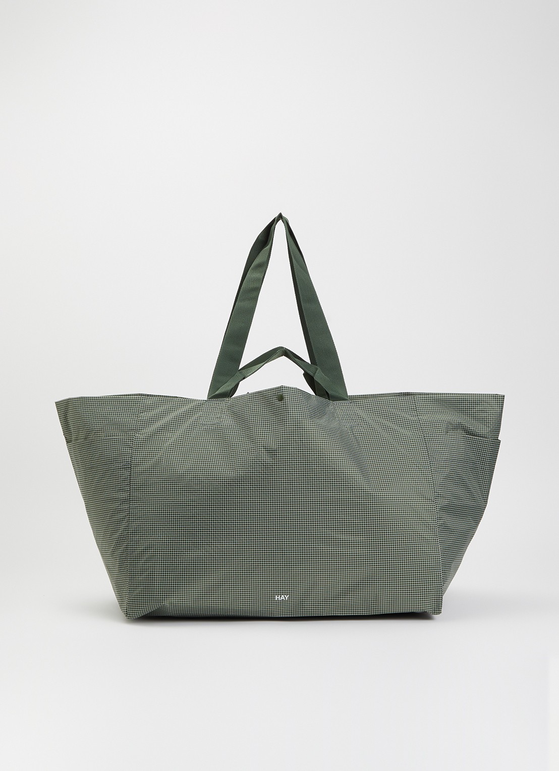 Hay Grid L shopper met ruitdessin en water afstotende coating - voorkant 2 donkergroen