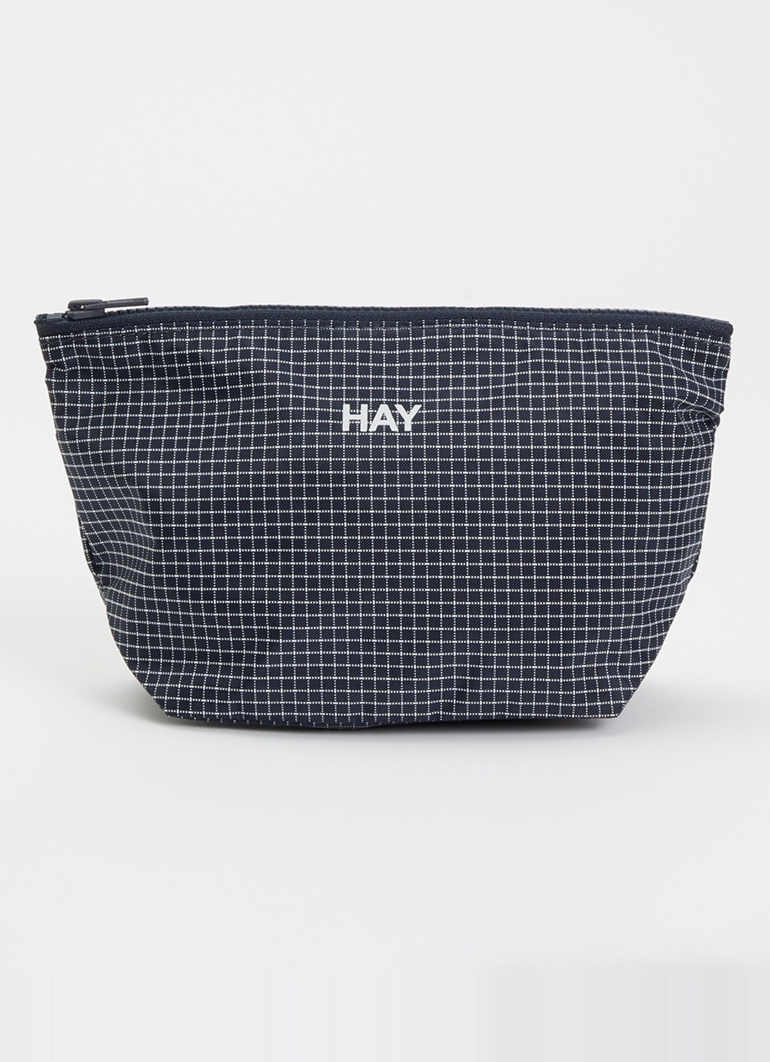 Hay Grid S toilettas met ruitdessin  - voorkant donkerblauw