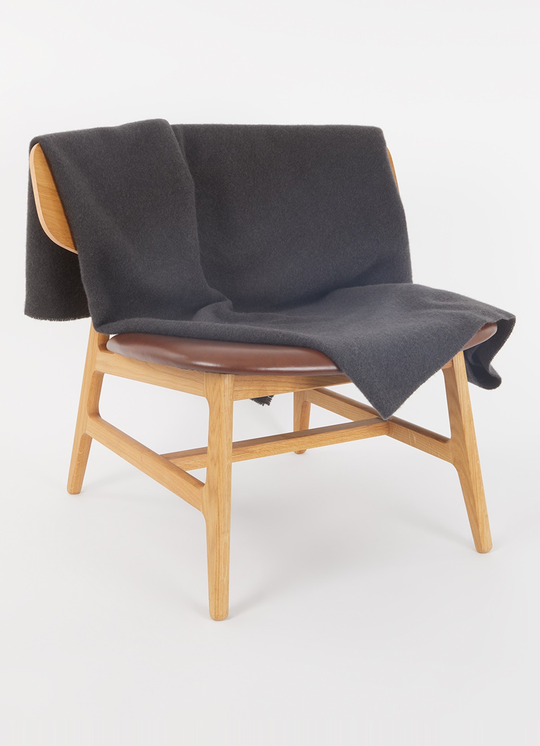Hay Mono plaid van wol 130 x 180 cm - voorkant 3 antraciet