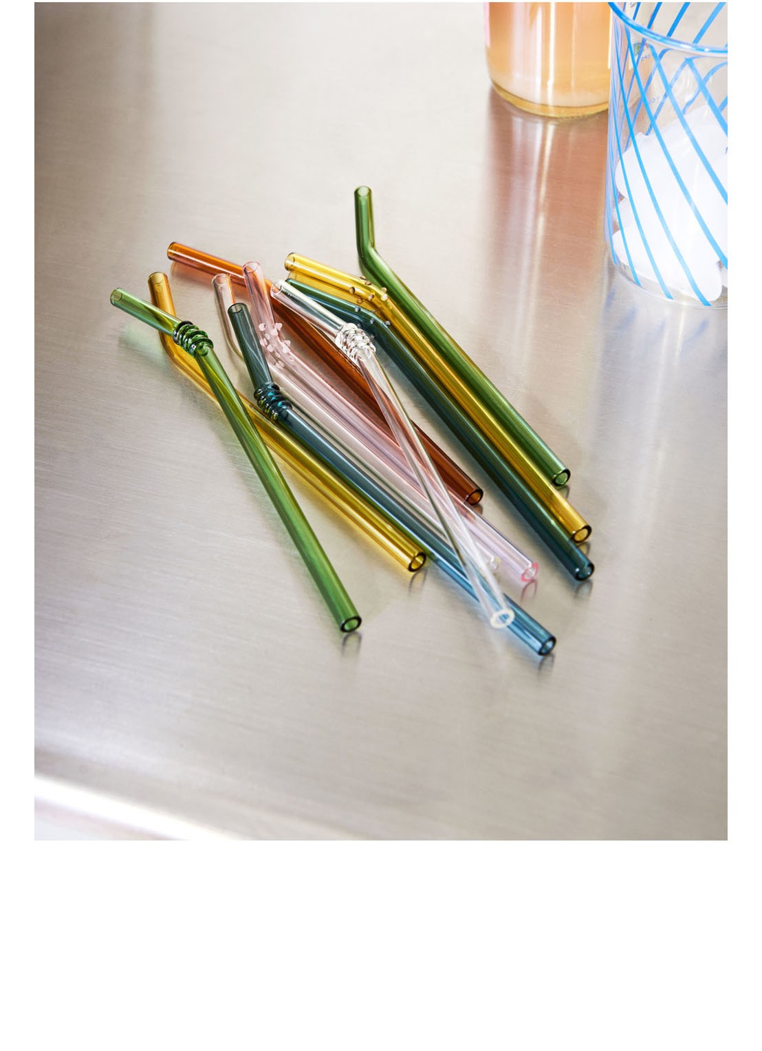Hay Sip Smooth rietjes van glas set van 6 - voorkant 3 multicolor