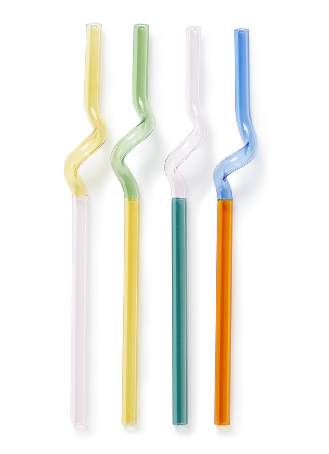 Hay Sip Spiral rietje van glas set van 4 - voorkant 3 geel