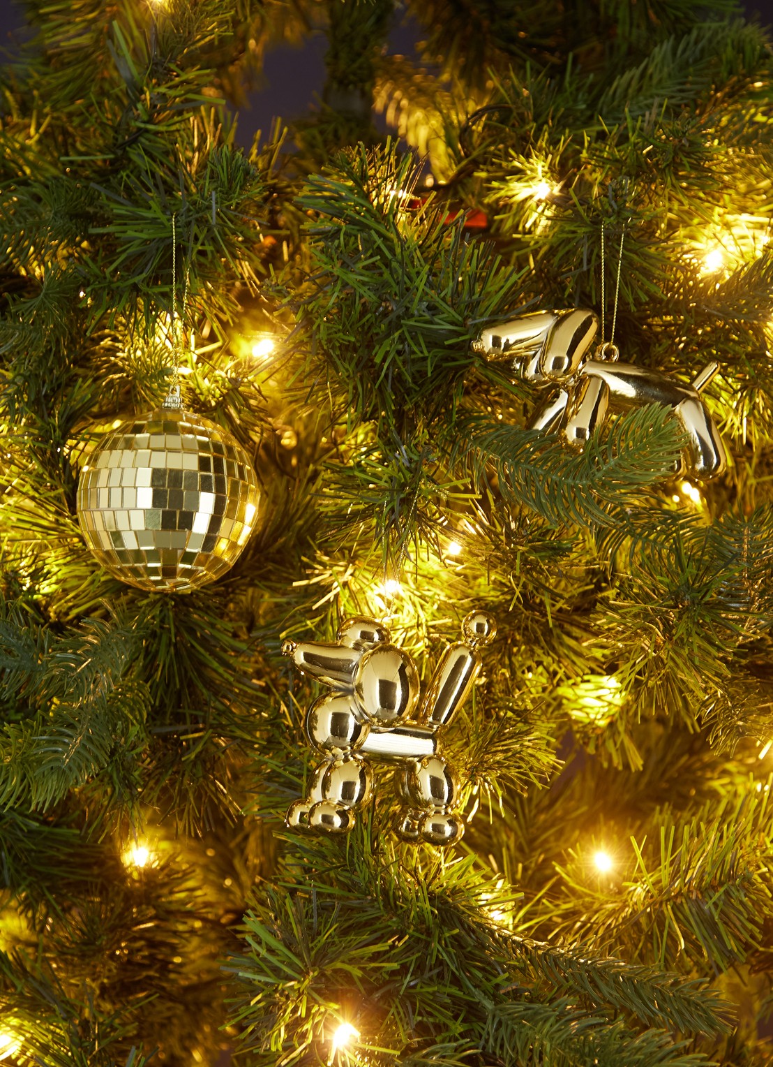 HD Collection Ballon poedel kersthanger 10 cm - voorkant 3 goud