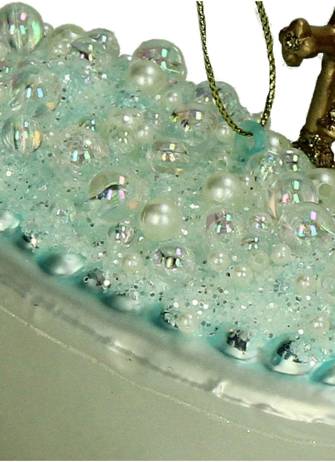 HD Collection Bubbelbad kersthanger 12,5 cm - detail turquoise