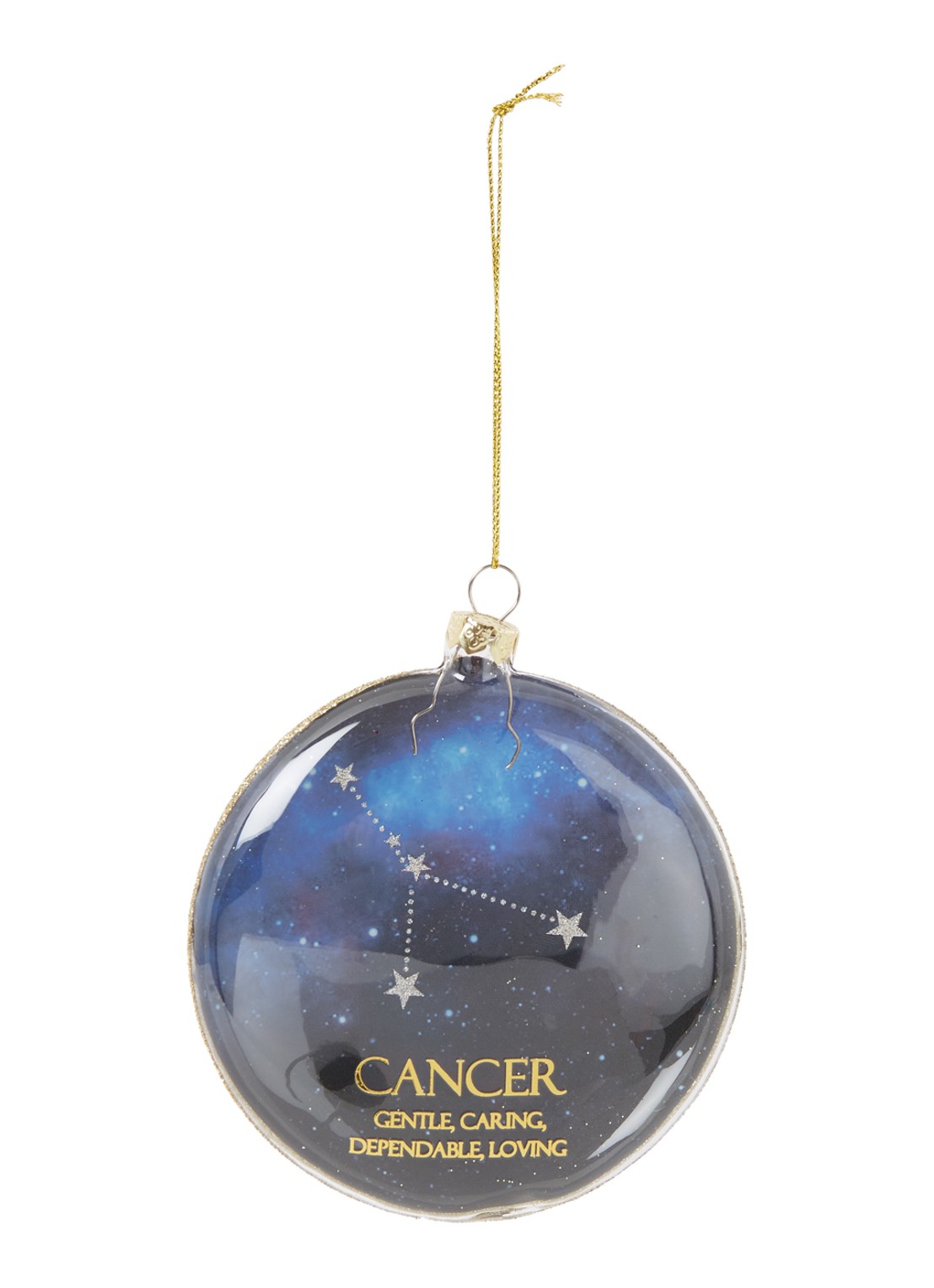 HD Collection Cancer kersthanger 10 cm - voorkant blauw