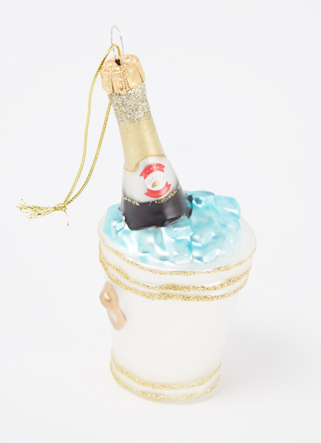 HD Collection Champagne emmer kersthanger 13 cm - detail goud