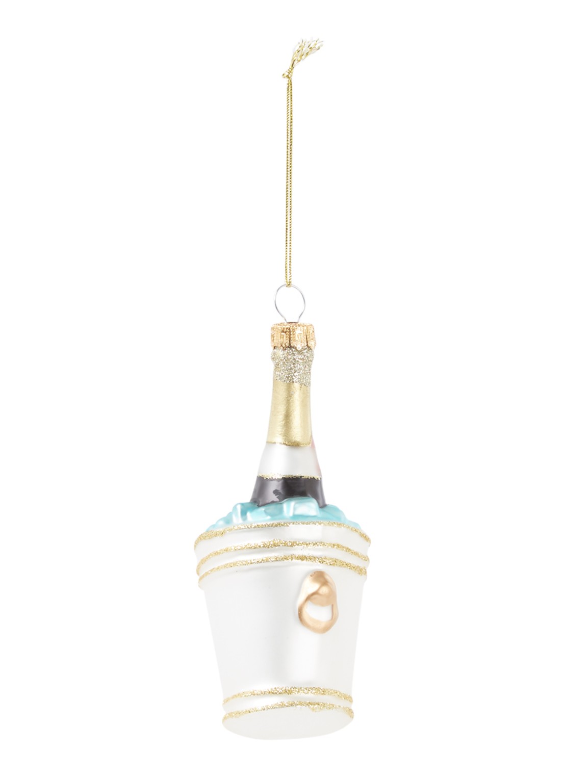 HD Collection Champagne emmer kersthanger 13 cm - voorkant 2 goud