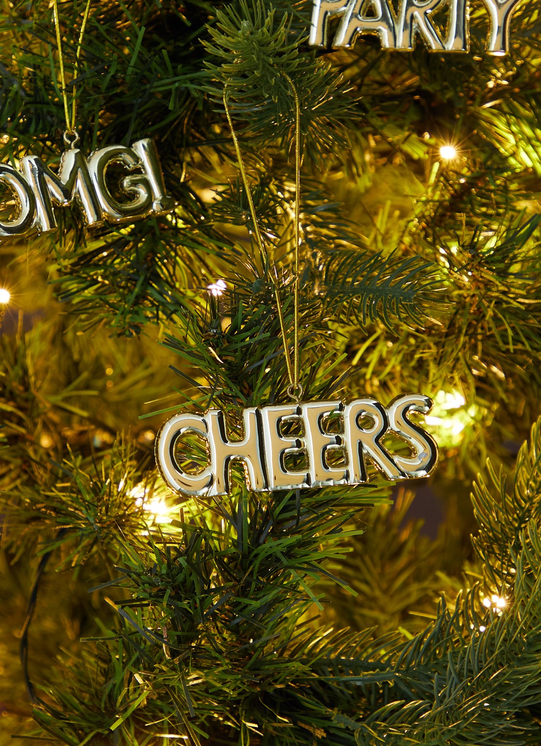 HD Collection Cheers kersthanger 9 cm - voorkant 3 goud