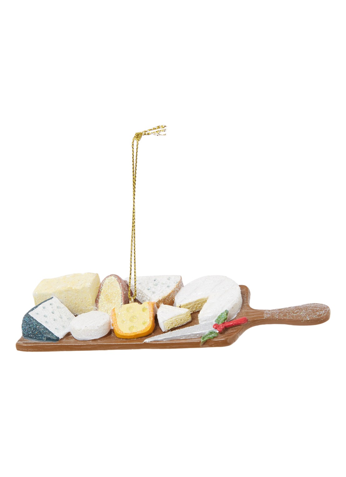 HD Collection Cheese Plate Kaasplateau kersthanger 14 cm - voorkant 2 multicolor
