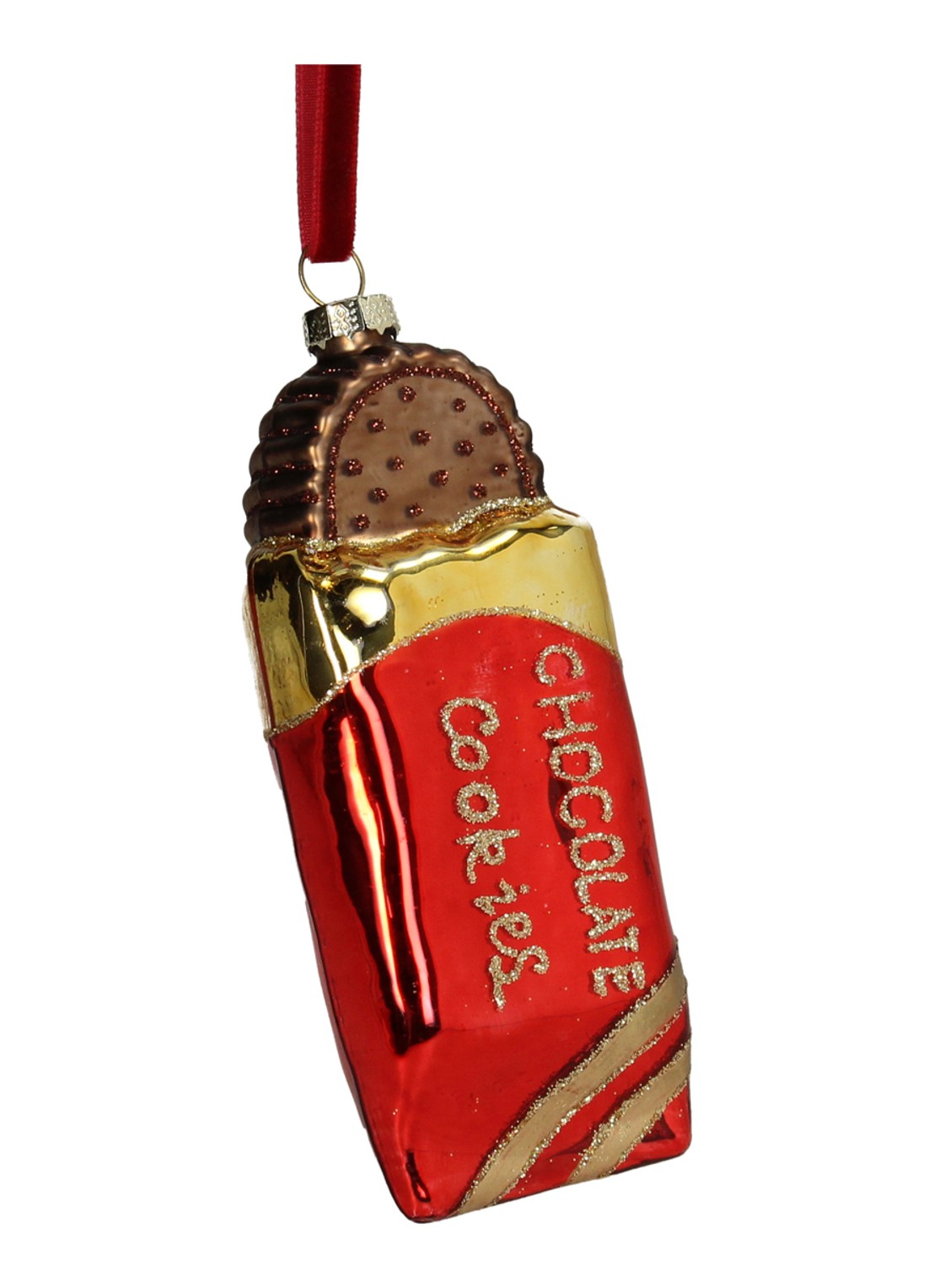 HD Collection Chocolade Koekje kersthanger 11 cm - voorkant 2 rood