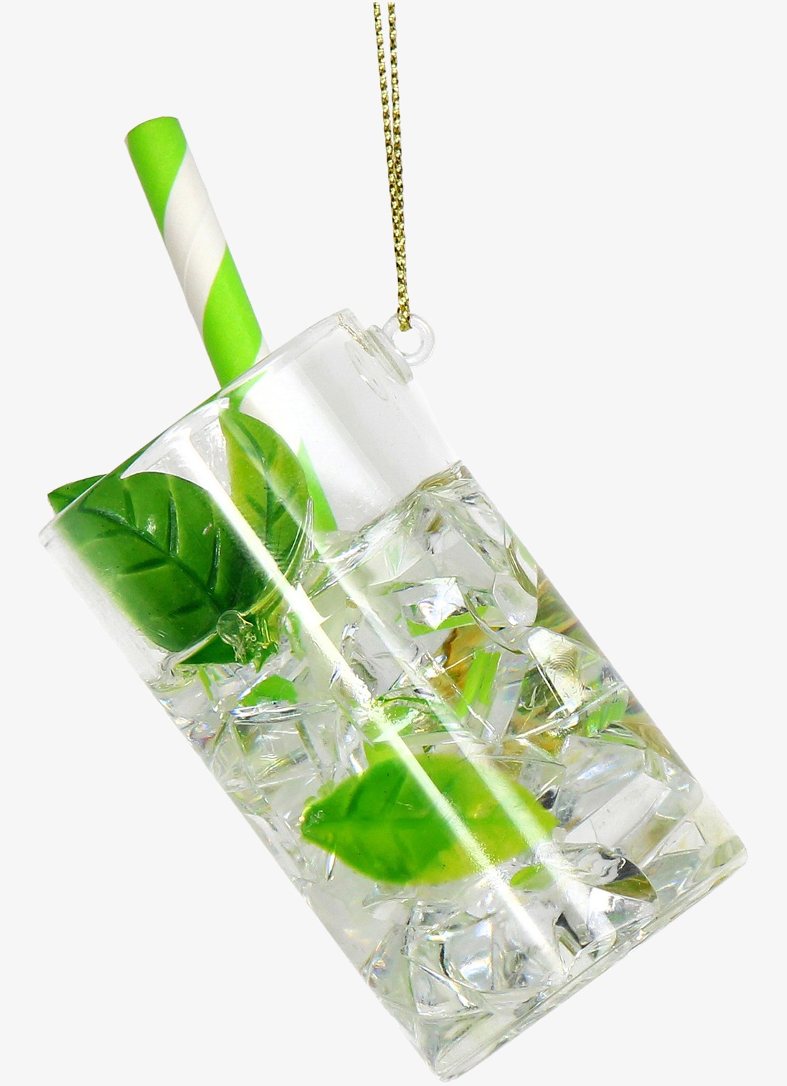 HD Collection Cocktail Mojito kersthanger 9 cm - voorkant transparant