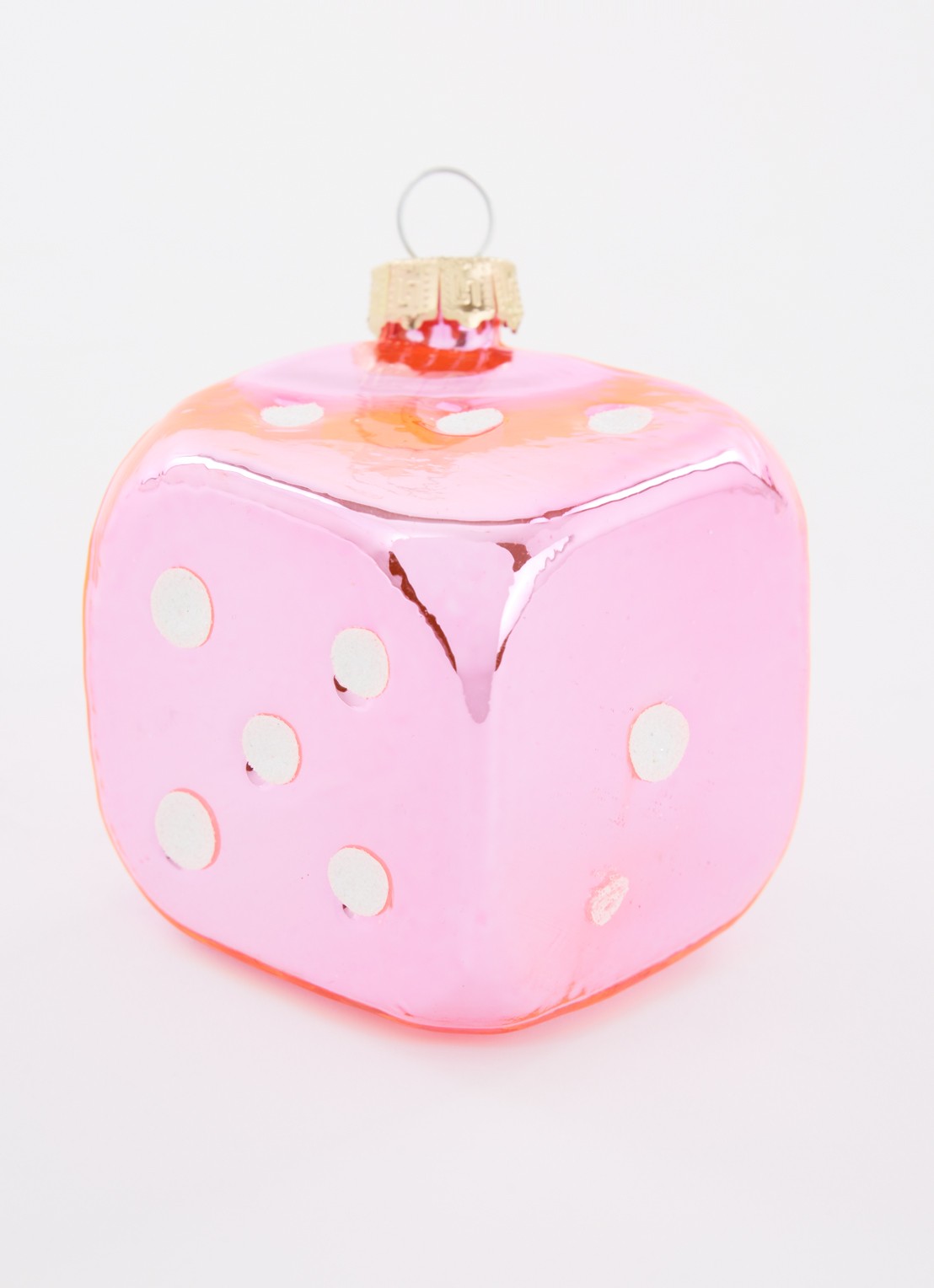 HD Collection Cube kersthanger 8 cm - detail roze