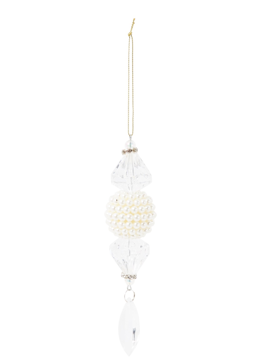 HD Collection Dangle kersthanger 16 cm - voorkant wit
