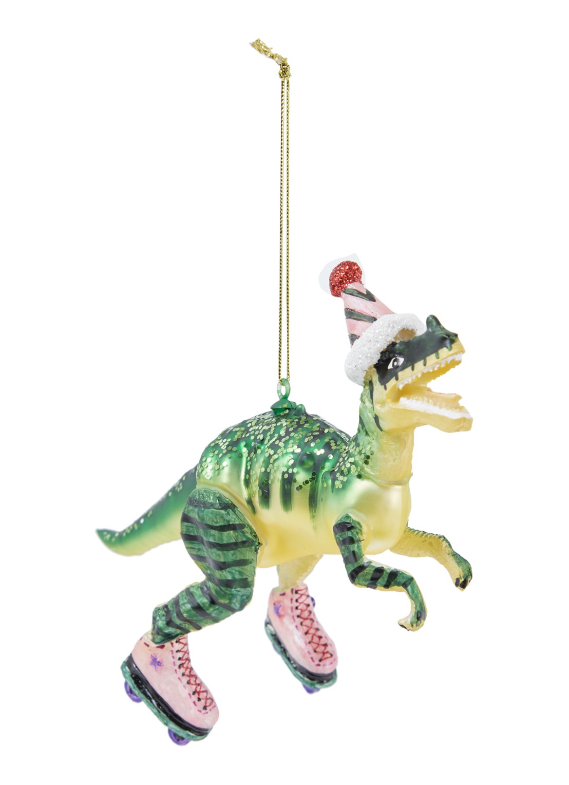 HD Collection Dinosaurus kersthanger 15 cm - voorkant 2 groen