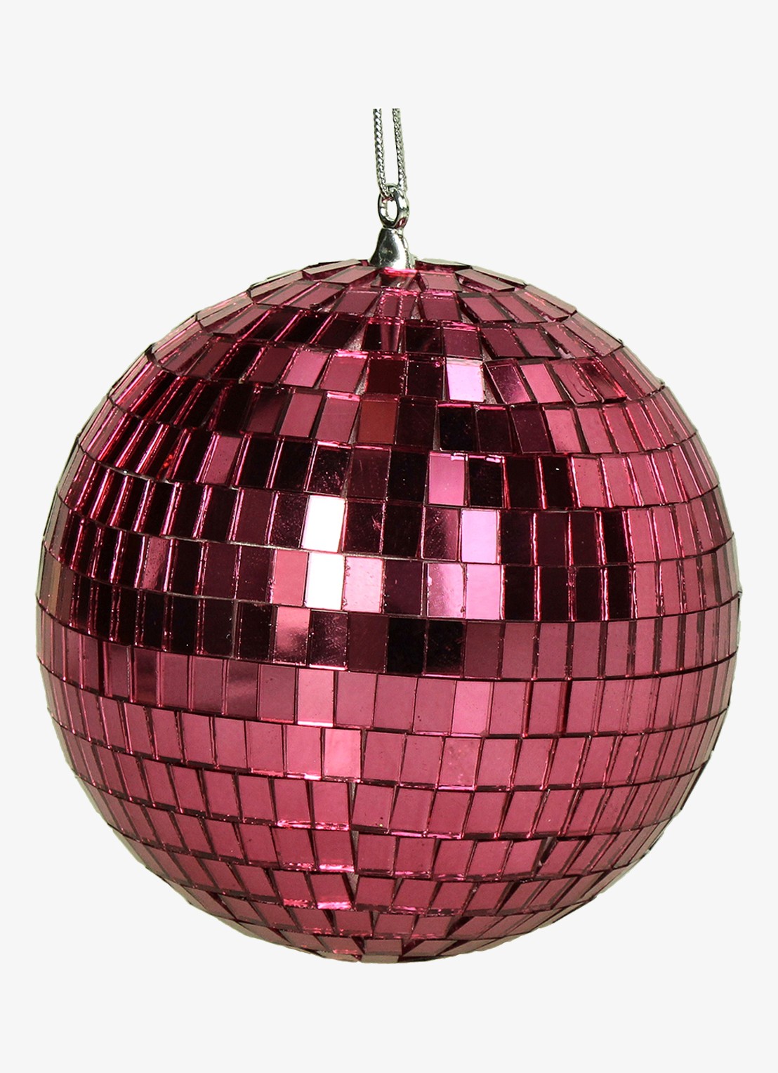 HD Collection Disco Bal kersthanger 10 cm - voorkant roze