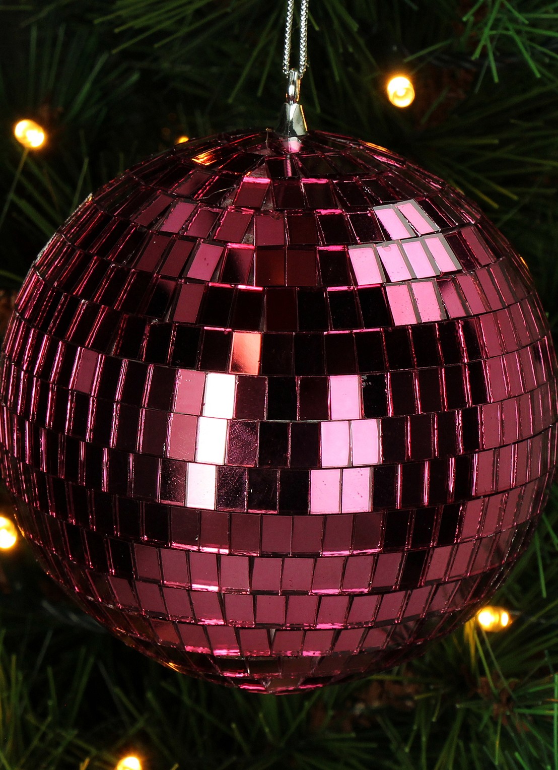 HD Collection Disco Bal kersthanger 10 cm - voorkant 2 roze