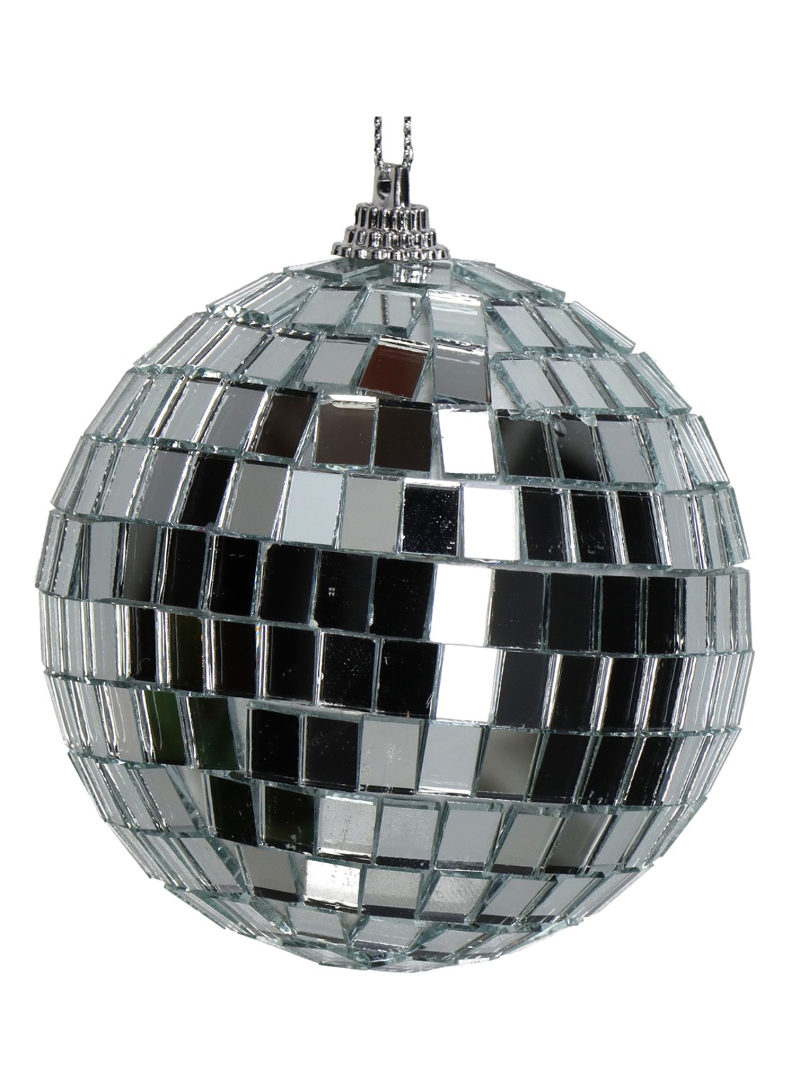 HD Collection Discobal kersthanger 8 cm - voorkant zilver
