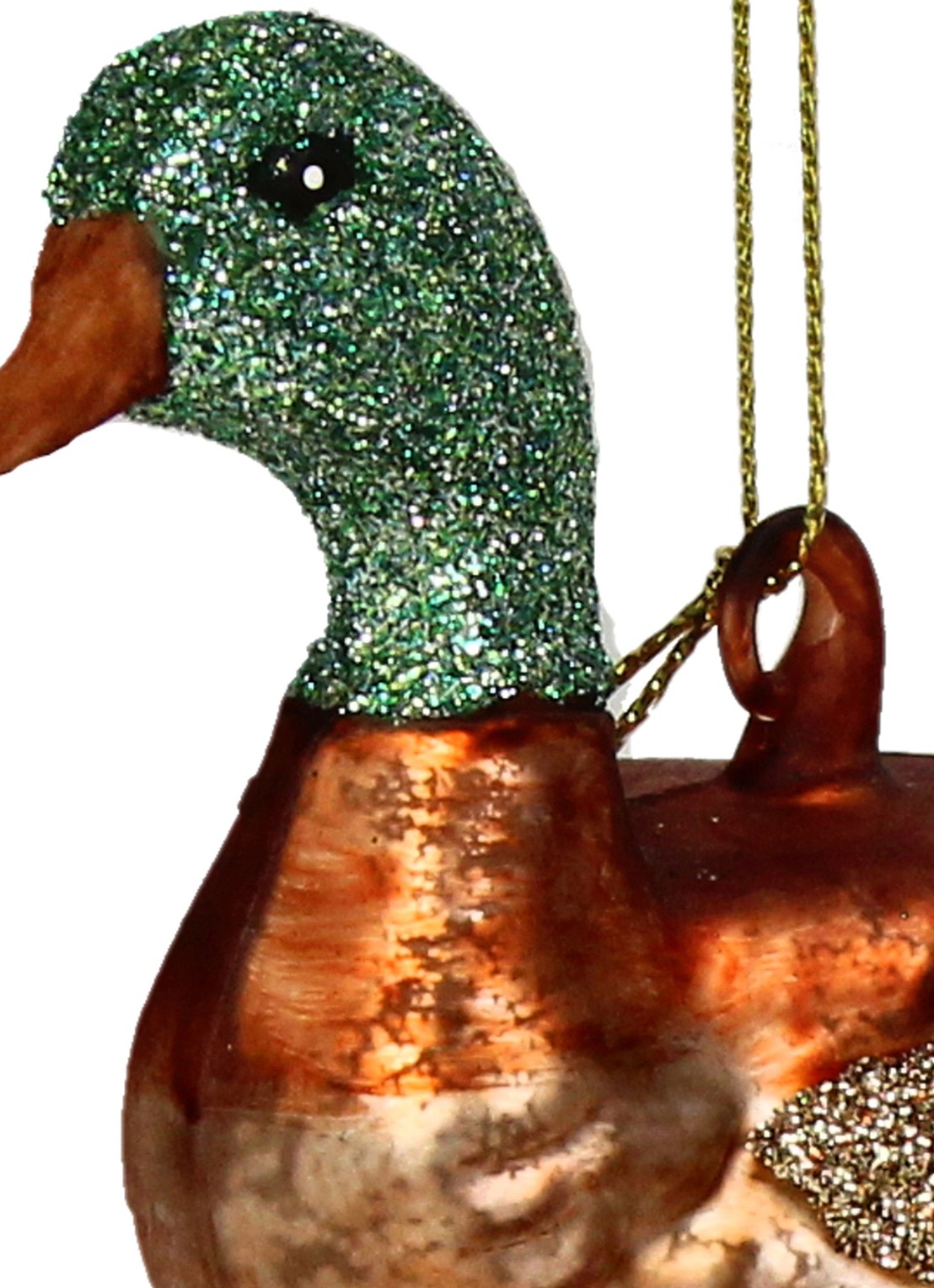 HD Collection Eend kersthanger 14,5 cm - detail bruin