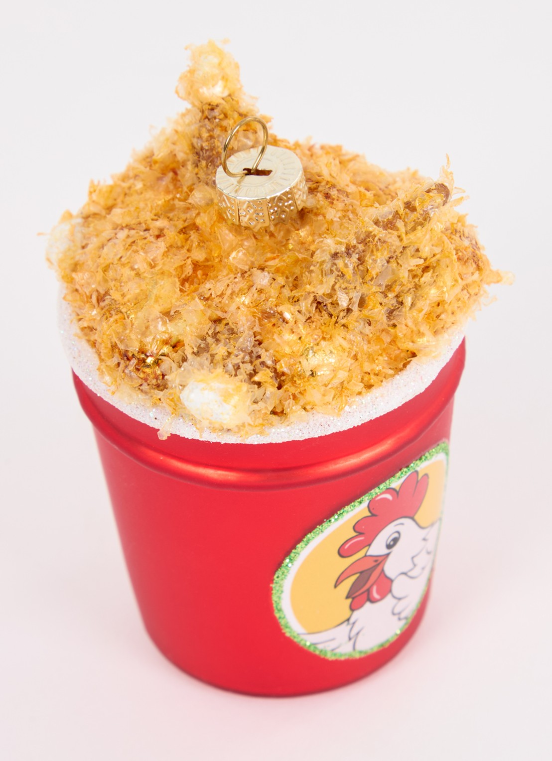 HD Collection Fried Chicken Bucket kersthanger 9,5 cm - detail rood