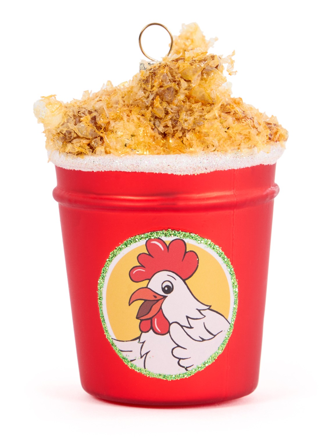 HD Collection Fried Chicken Bucket kersthanger 9,5 cm - voorkant 2 rood