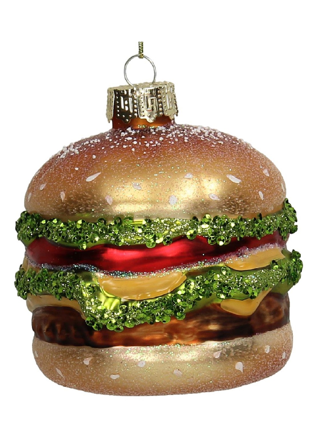 HD Collection Hamburger kersthanger 10 cm - detail bruin
