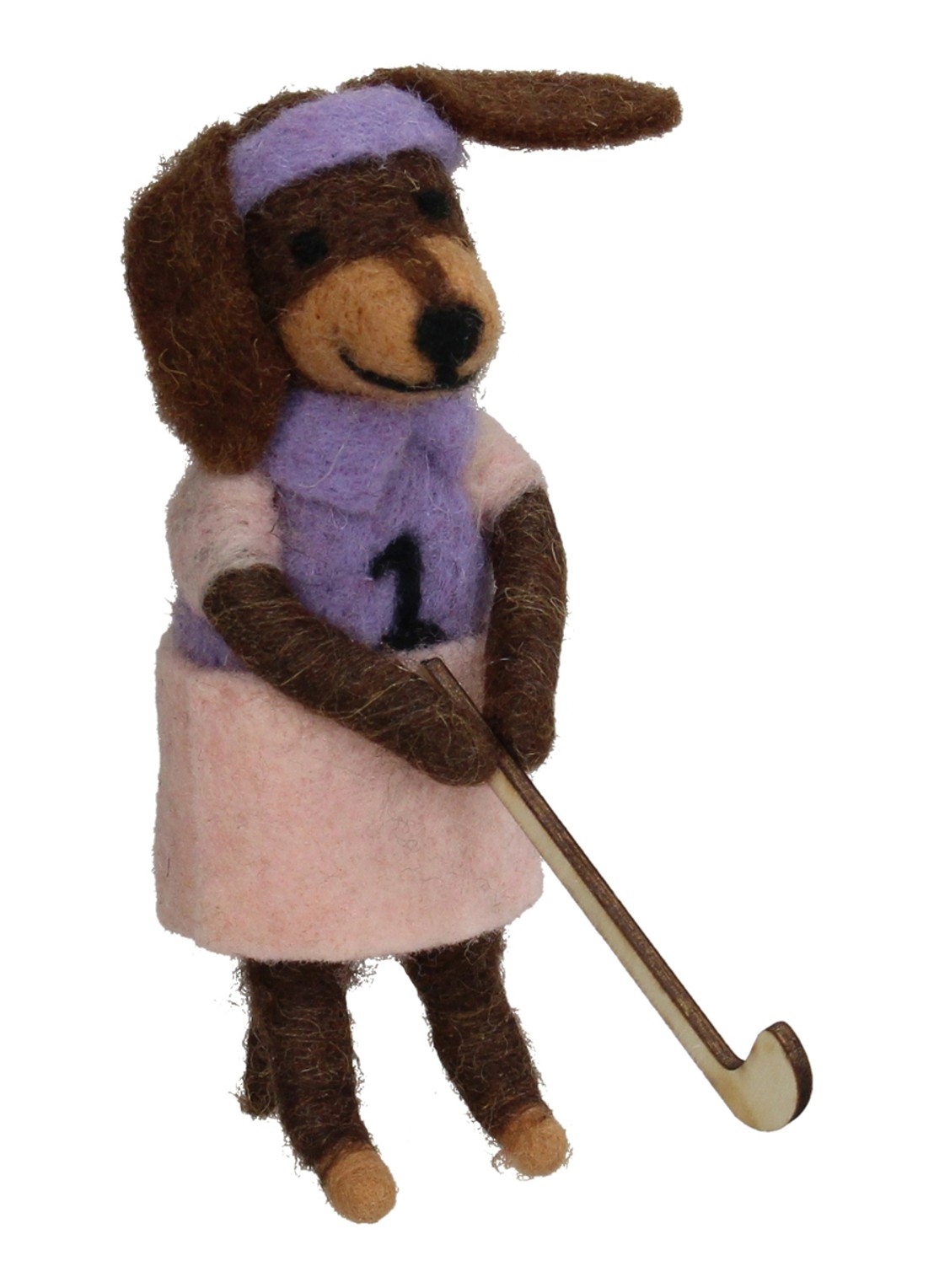 HD Collection Hockey Hond kersthanger 12 cm - voorkant 3 lila