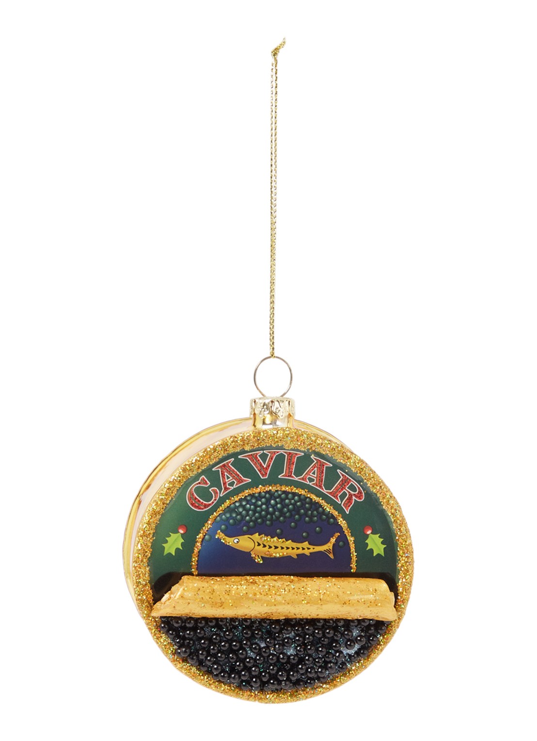 HD Collection Kaviaar kersthanger 8 cm - voorkant multicolor