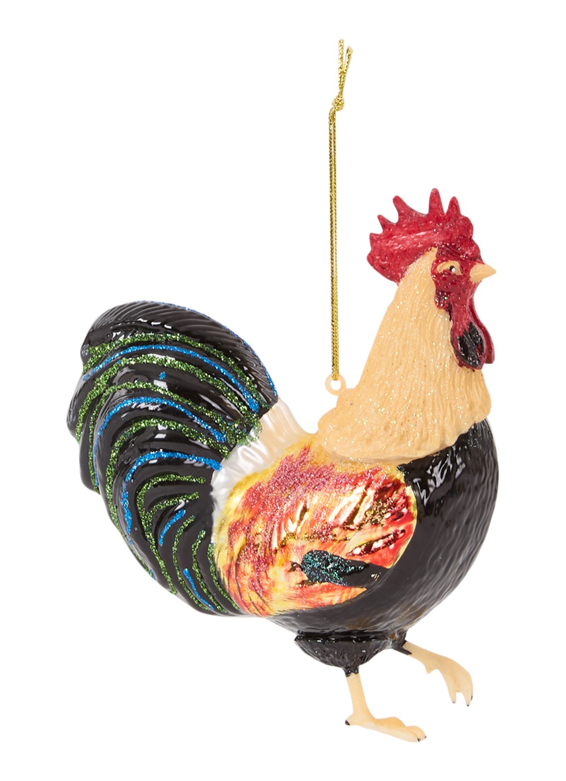 HD Collection Kip kersthanger 13 cm - voorkant 2 multicolor