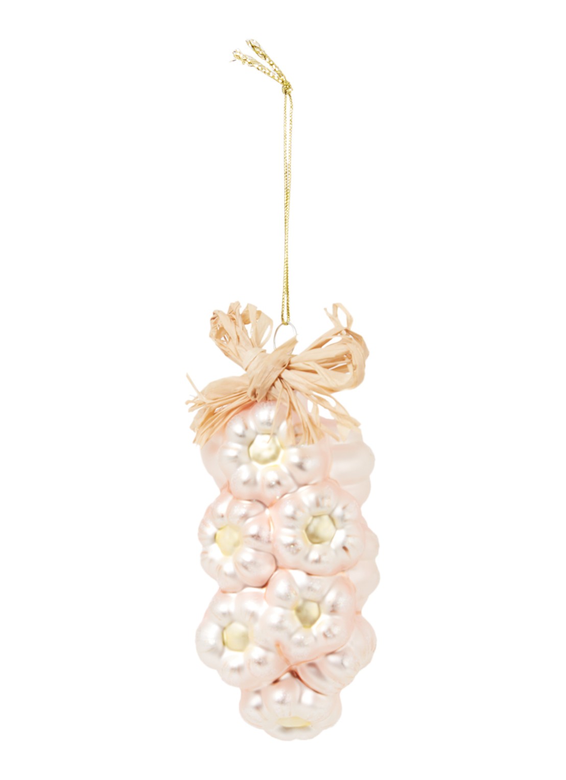 HD Collection Knoflook Koord kersthanger 11 cm  - voorkant ivoor