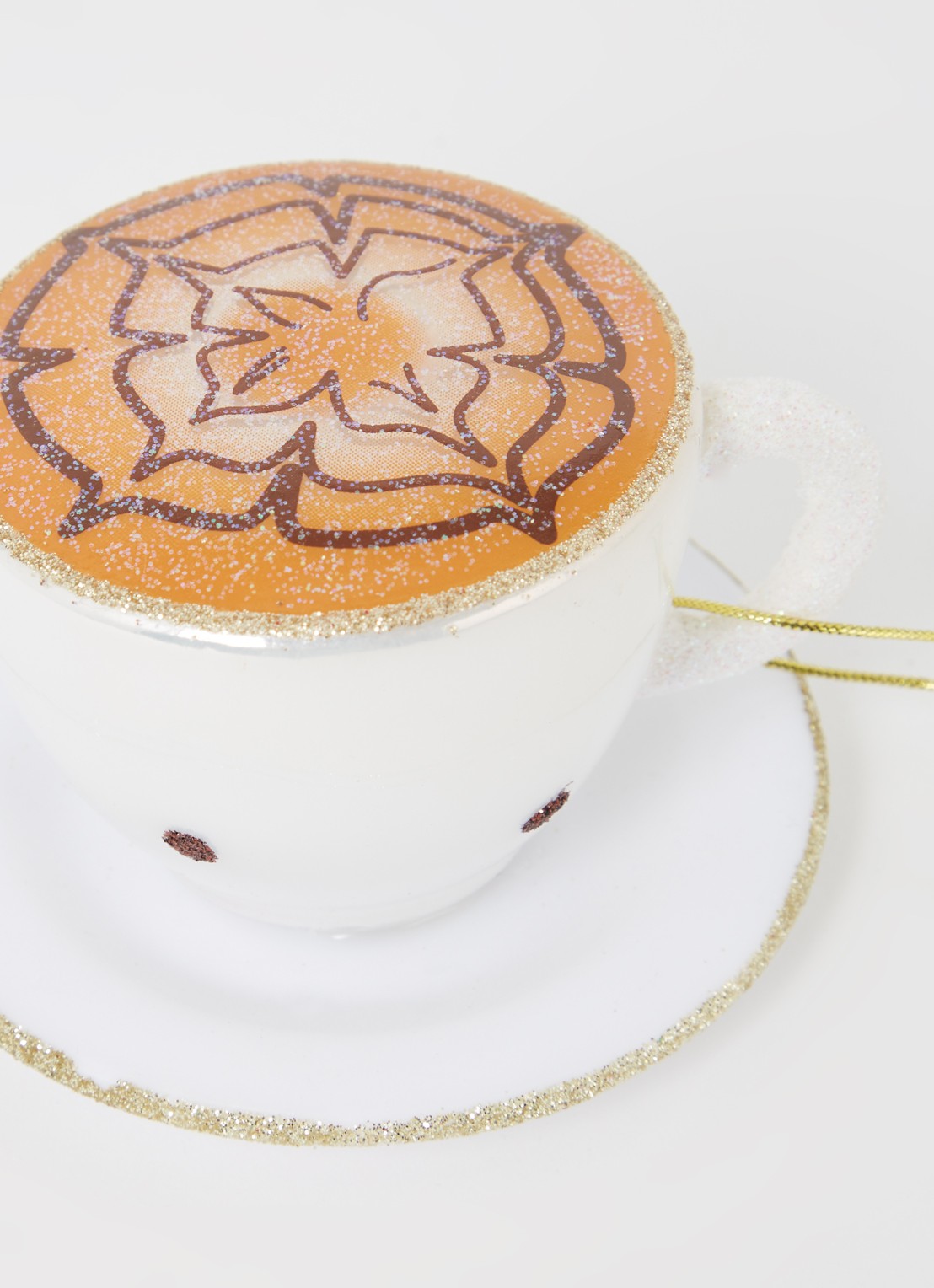 HD Collection Kopje Koffie kersthanger 5 cm  - detail 3 wit