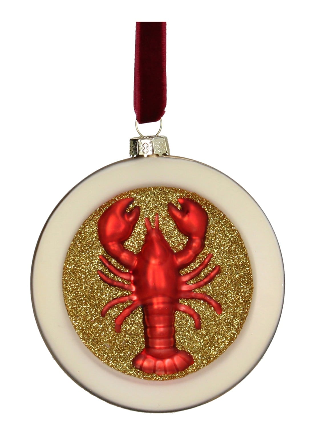HD Collection Kreeft kersthanger 8,5 cm - voorkant 3 rood